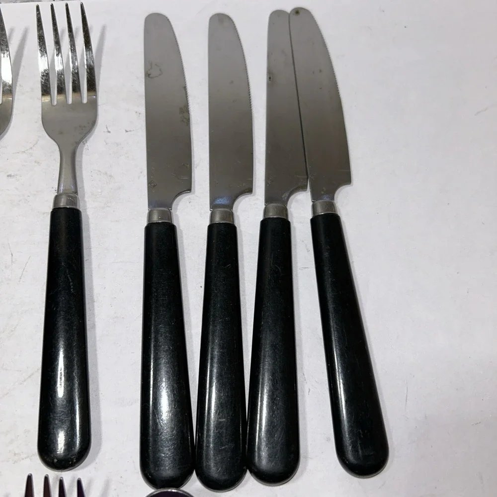 28 pc Stainless Flatware Black Composite Handle Set (2 Patterns)